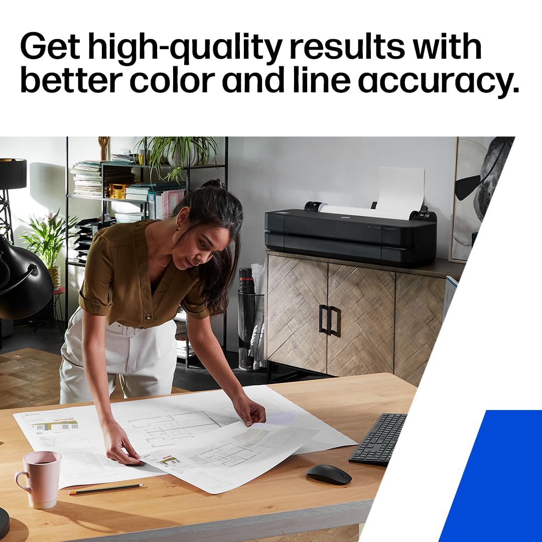 HP DesignJet T210 Large Format 24-Inch Plotter Printer for Easy CAD & Poster Prints (8AG32T), Includes 2-Year Warranty & Support