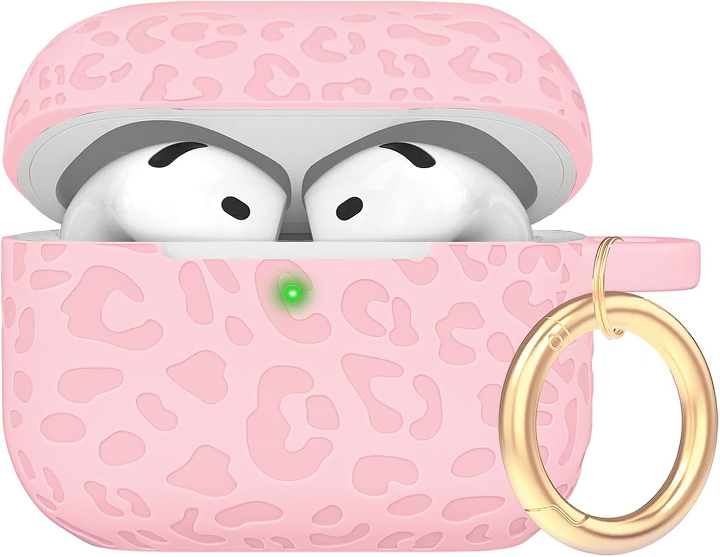 Gawnock 4th 4 Engraved Leopard Case Compatible with AirPods Generation Carving Cover with Keychain, Skin Soft Cover