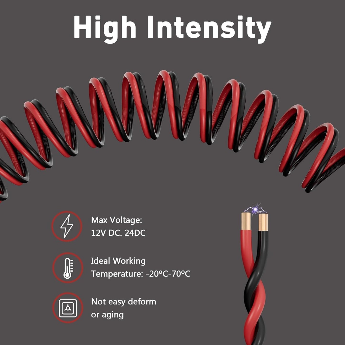 12/2 20 12V/24V 12AWG HiFind Gauge FT Red Black Hookup Electrical Wire Cable LED Strips Extension Cord DC, Flexible