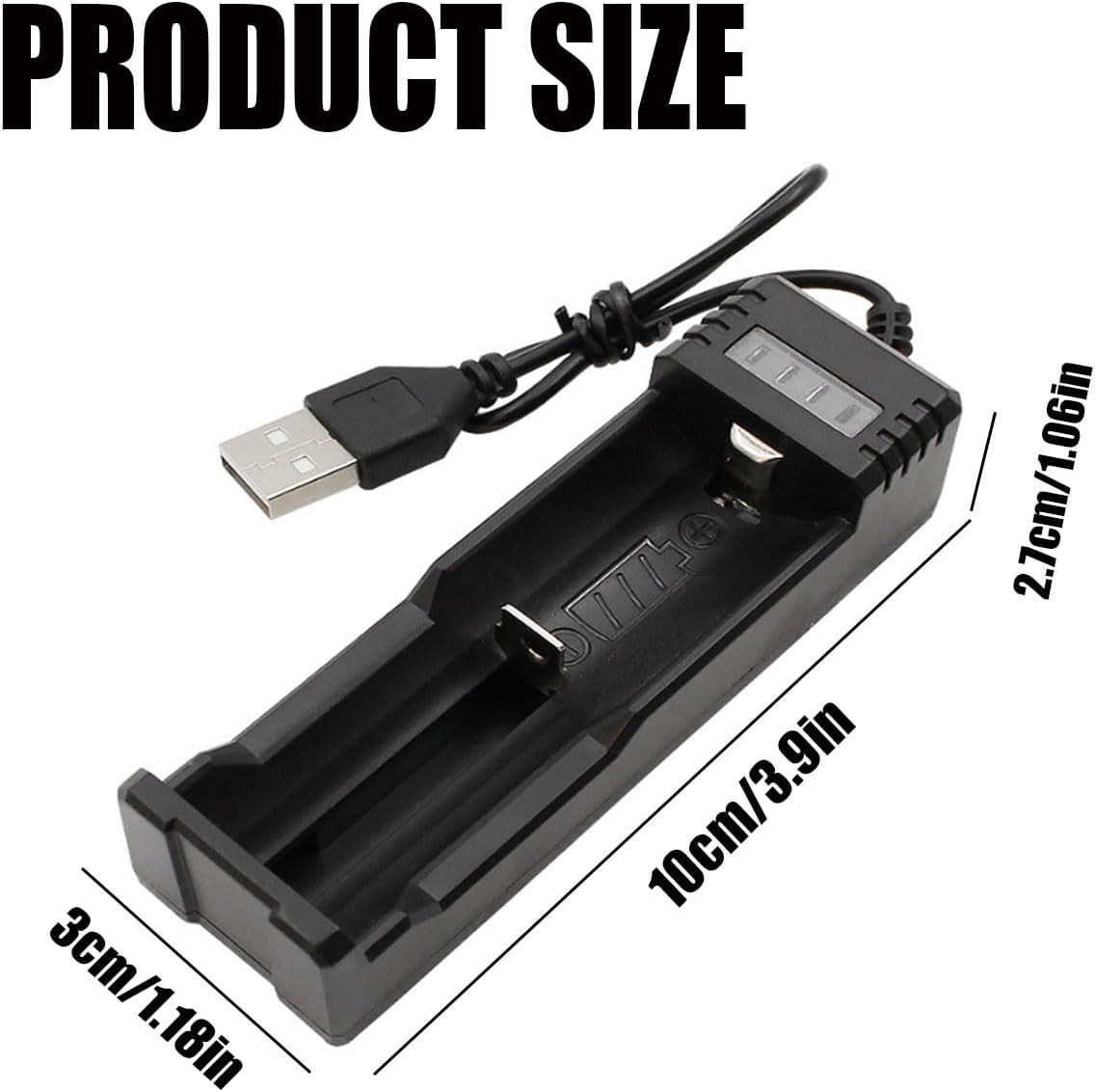 YOWPEY 1-Bay 18650 3.7V 10440 14500 16340 16650 14650 13350 18500 18650 Adjustable Battery Charger with USB Smart