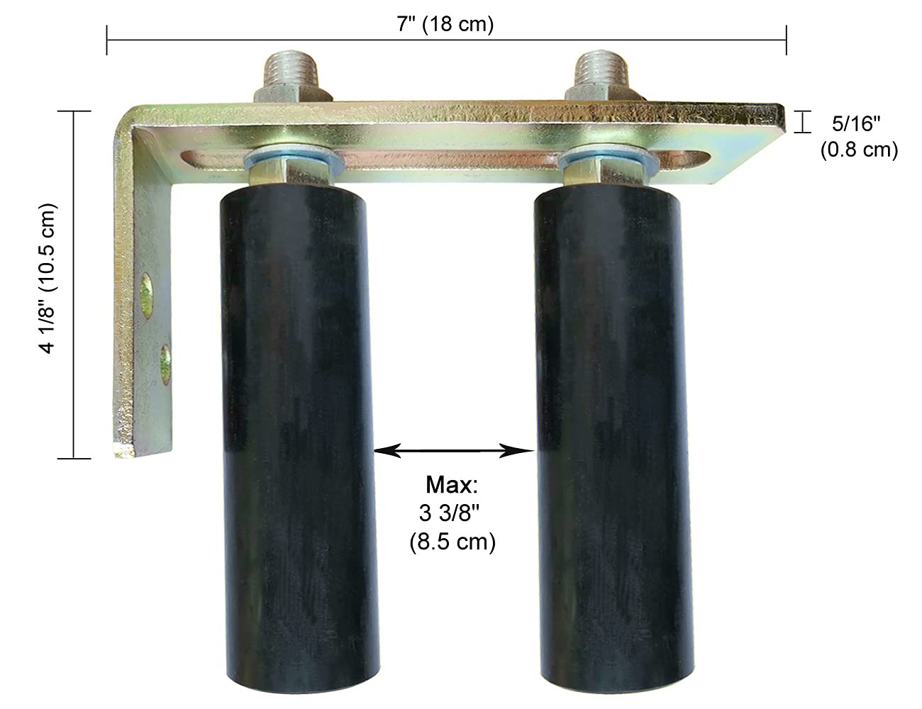 Mageway Universal Heavy Duty Slide Gate Guide Roller 6" Black L Rear Post Bracket Adjustable Dual Nylon Rollers Gate Support Assembly for Sliding Rolling Gates, Install Tools Inlcuded
