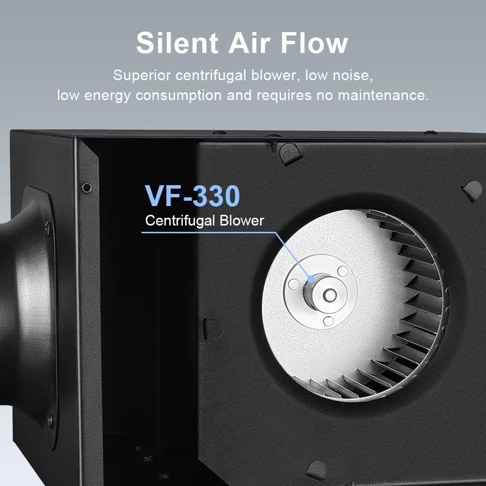 MIDCVFRUN 2 Speed 330CFM|240CFM Adjustable Ultra Quiet Inline Bathroom Exhaust Fan, Ventilation Fan Extractor for Bathroom, Garage, Attic, Kitchen - Strong but Quiet
