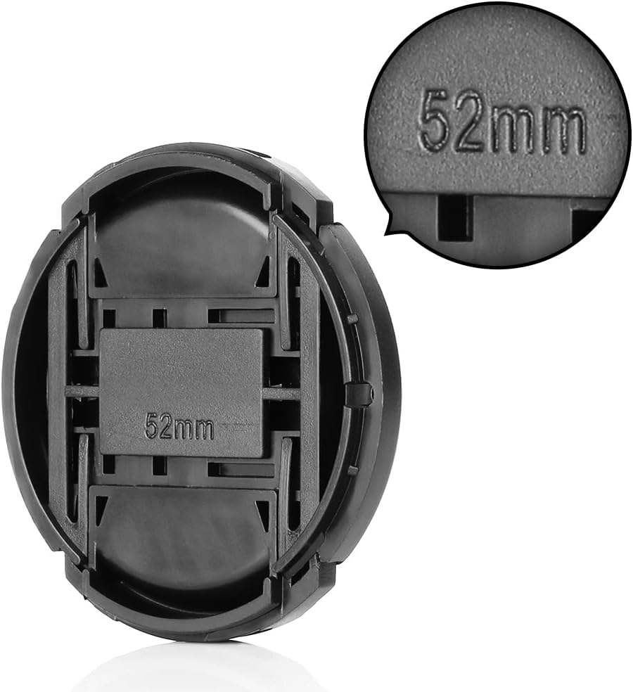 52mm Pinch (52mm)- 4 Pack Camera Lens Cap Center with Lens Cap Leash Hole Bundle Compatible with Nikon Sony Canon DSLR