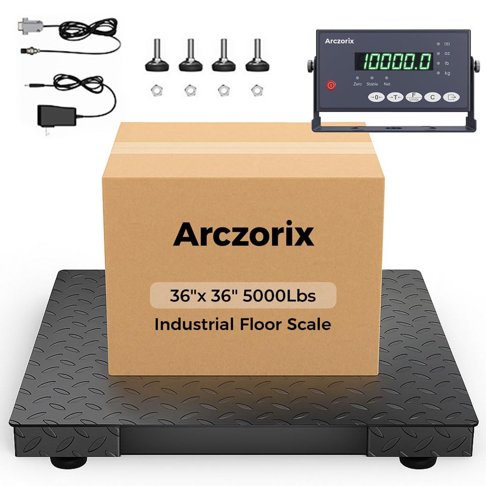 36"x36" 5000Lbs Arczorix Industrial Floor Scale, Precision Pallet Scale with Digital Indicator, Heavy Duty Weighing Scale for Floor Bench Office Weight Weighing