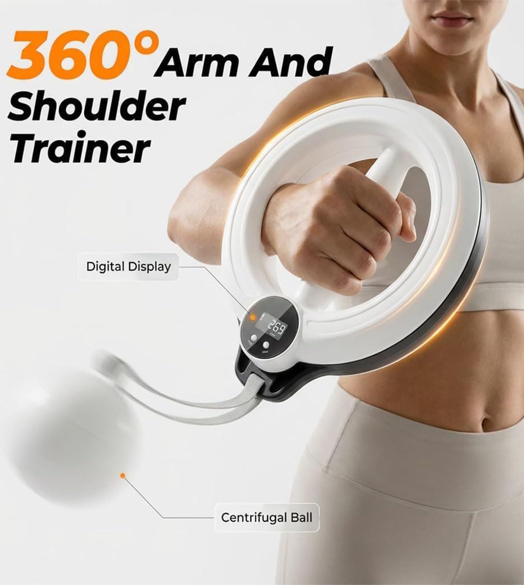 360° Infinity Arm Hoop, Arm Workout Equipment for Men and Women Flabby Arm Exerciser with Digital Tracker Shoulder Reliever Home Gym Workout Fitness Trainer for Chest and Upper Body Strength