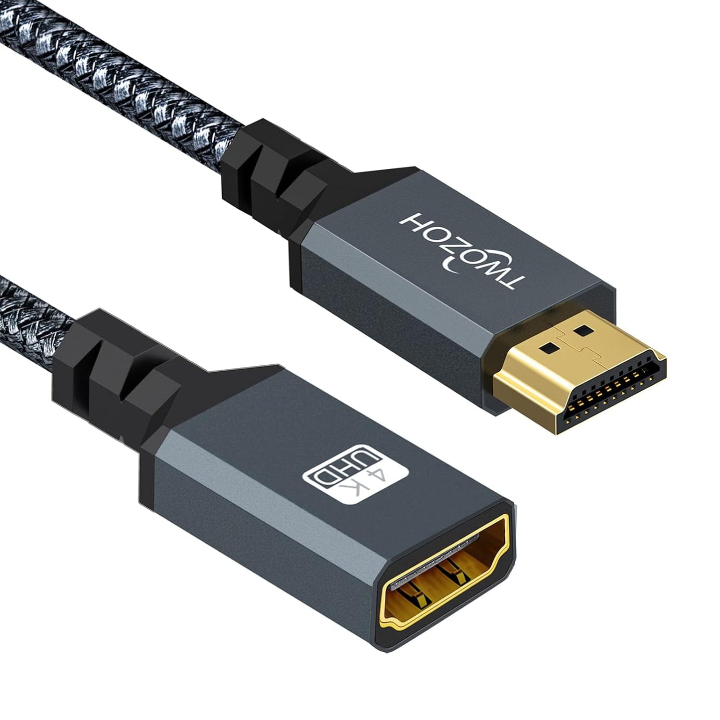 Twozoh 3.3FT 4K@60Hz 3D HDMI Extender, HDMI Male to Female Nylon Braided Cable, HDR Support