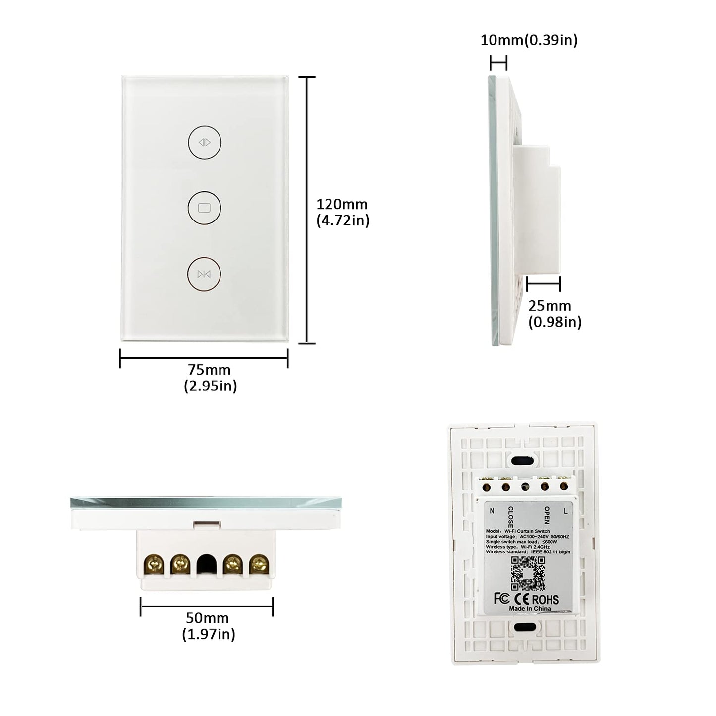 Olideauto Intelligent Smart AC Motor Automatic Window Opener with Wired US Standard WiFi Push Panel Phone App Control,Compatible for Alexa&Google Assistance Aluminum Alloy
