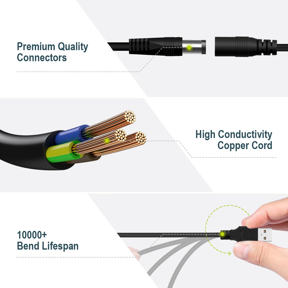 Lenink Power Supply Cable for AAA Battery, Replace AAA Battery