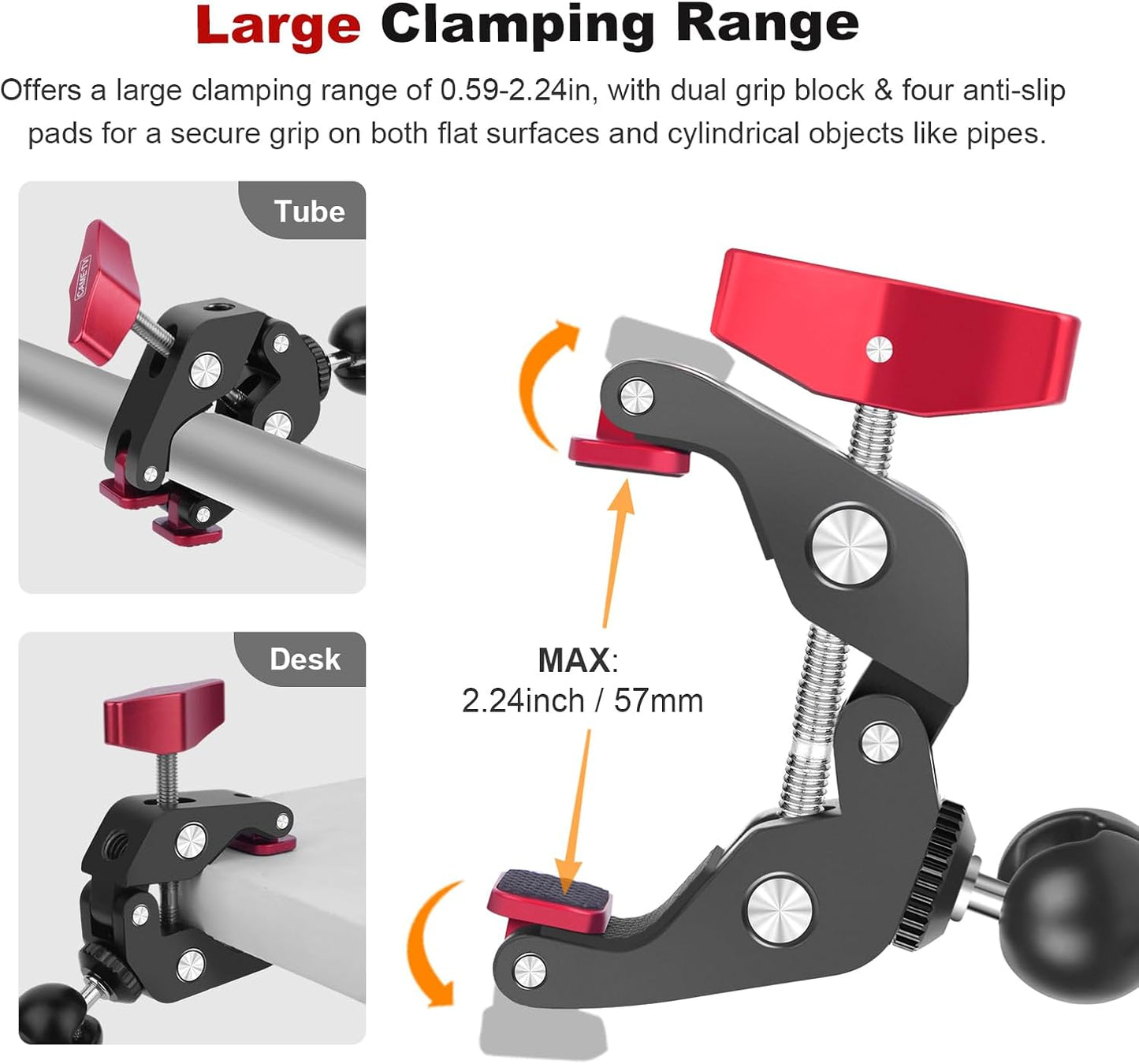Mechrig (SY006) Super Clamp with Dual Ballhead Magic Arm, Aluminum Camera Clamp Mount Kit for DSLR Action