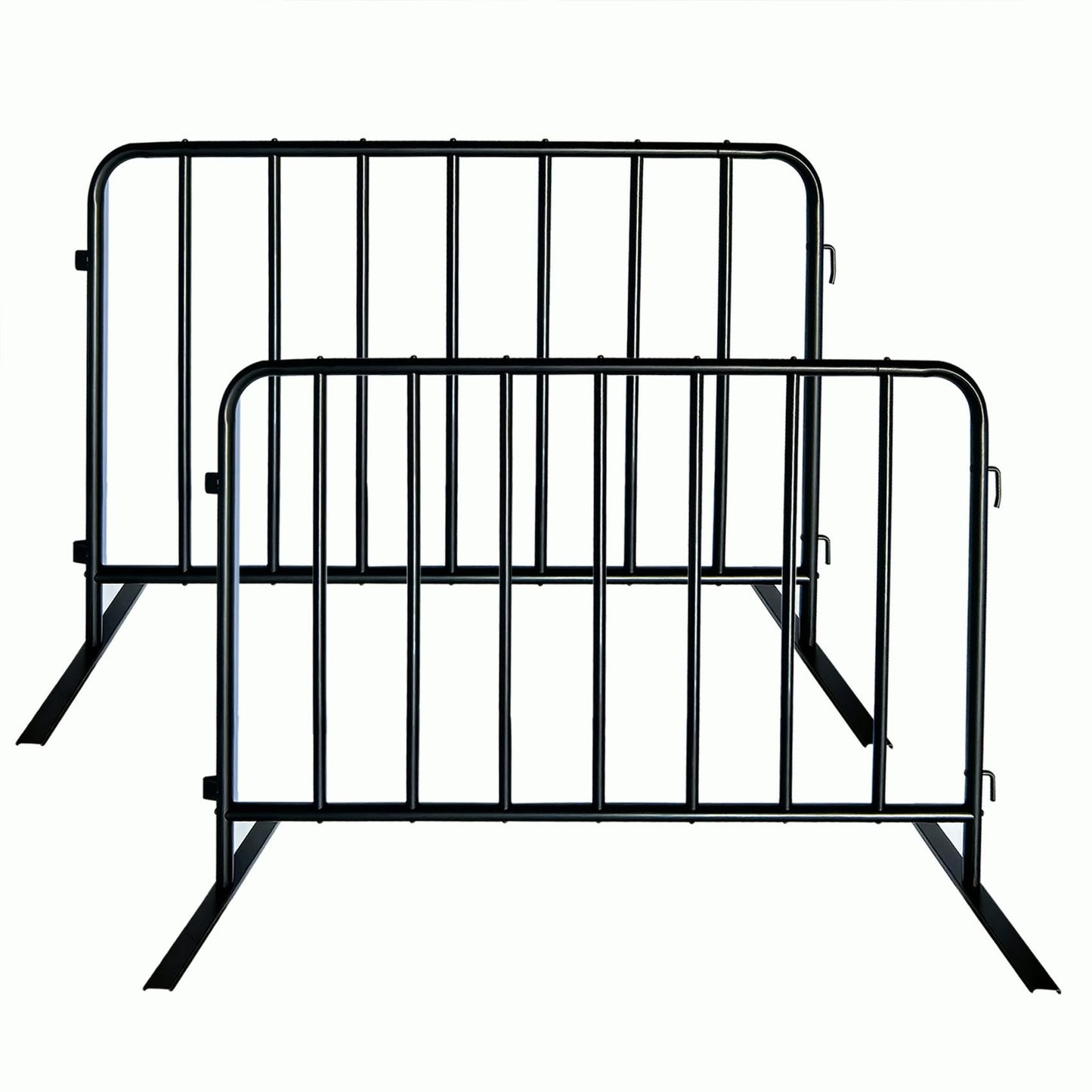 BIGalleons 2-Pack Steel Crowd Control Barrier, Light Duty 5FT Interlocking Safety Barricade, 16GA Galvanized Steel Queue Barrier, Assembly Needed for Pedestrian Traffic & Construction Barricade（Black）
