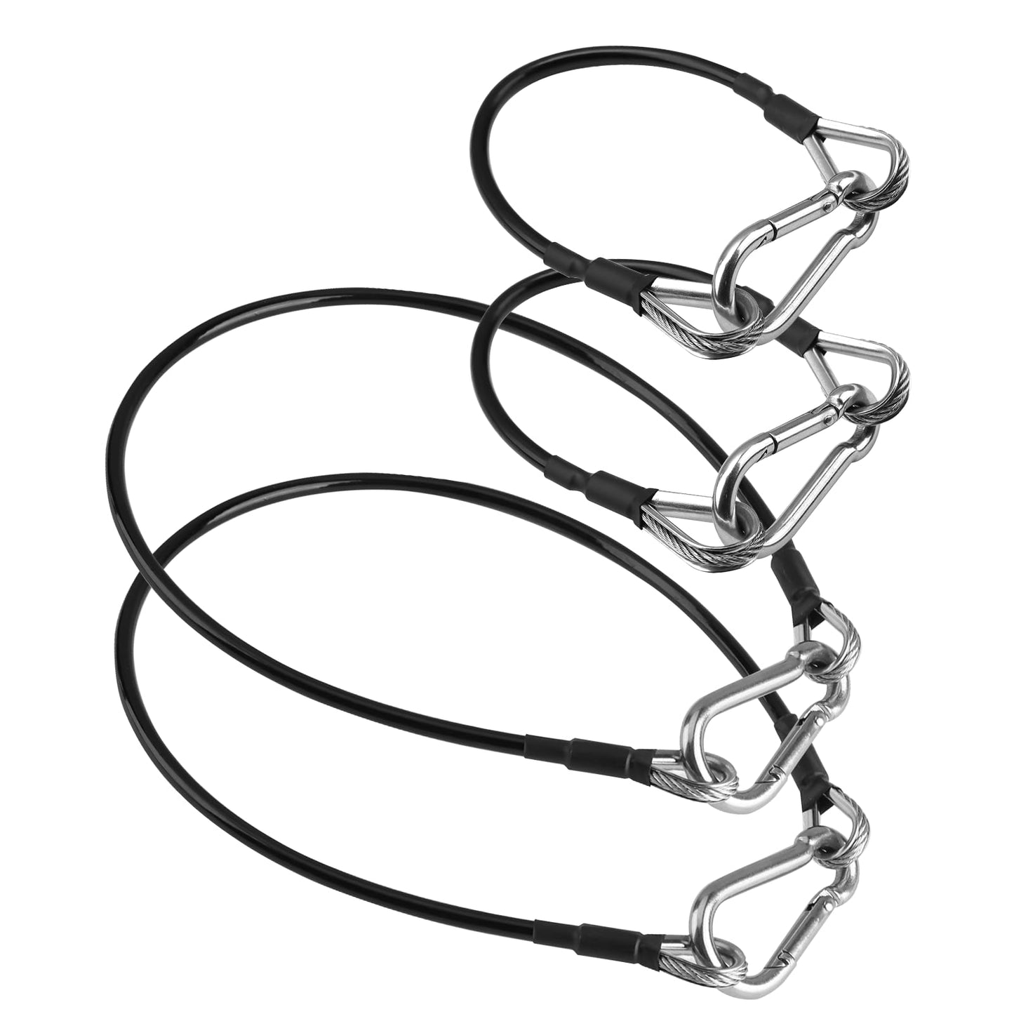 Gym Extension Cable Attachments, Black Thick Stable Fitness Equipment Extension Cord, Extend Workout Angles Tool Suitable for Bowflex Home Gym for LAT/Tricep Pull Down and Leg (4Pcs Black, 10"+20")