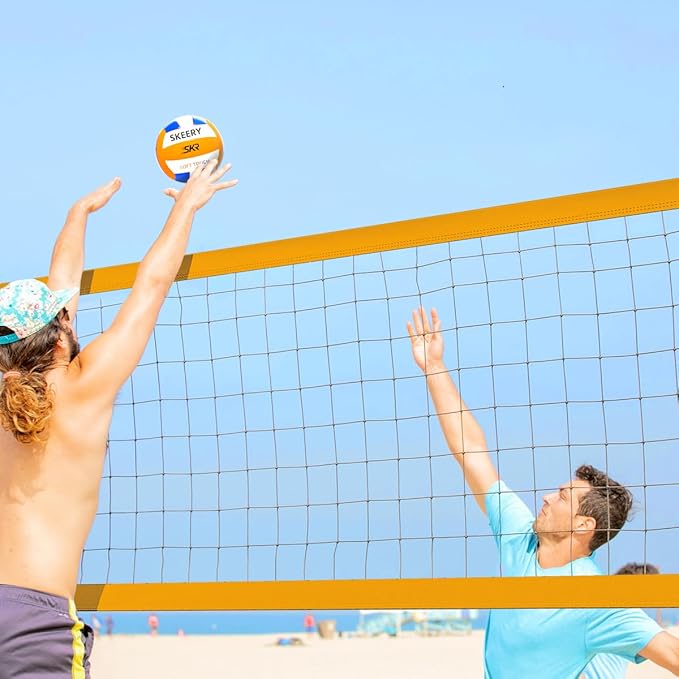 Outdoor Heavy Duty Volleyball Net Set, Anti-Sag Design, Adjustable Aluminum Poles, Portable Volleyball Net for Backyard,Grass and Beach