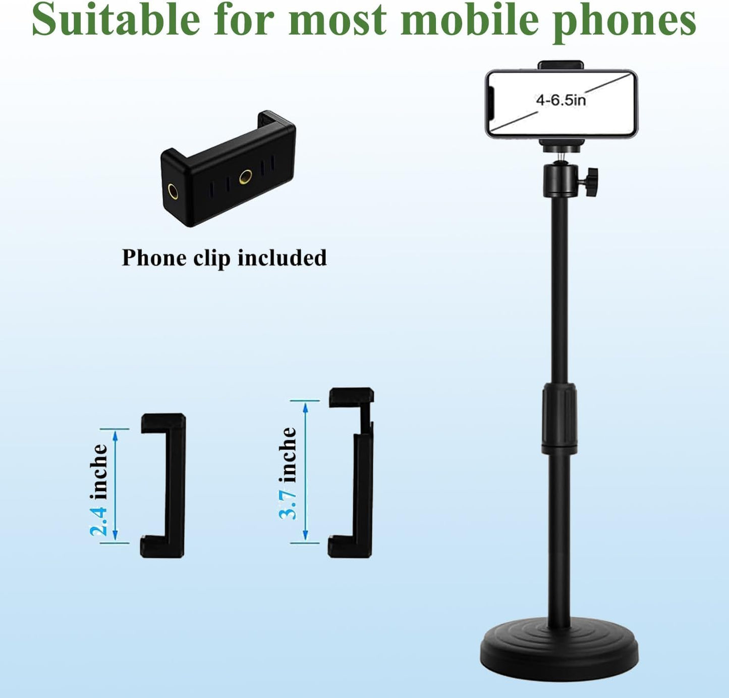 Knatpunff C920 C922 C925e C930e, 1/4" Webcam Stand with Phone Holder, Adjustable Height Desk Camera Mount for Logitech