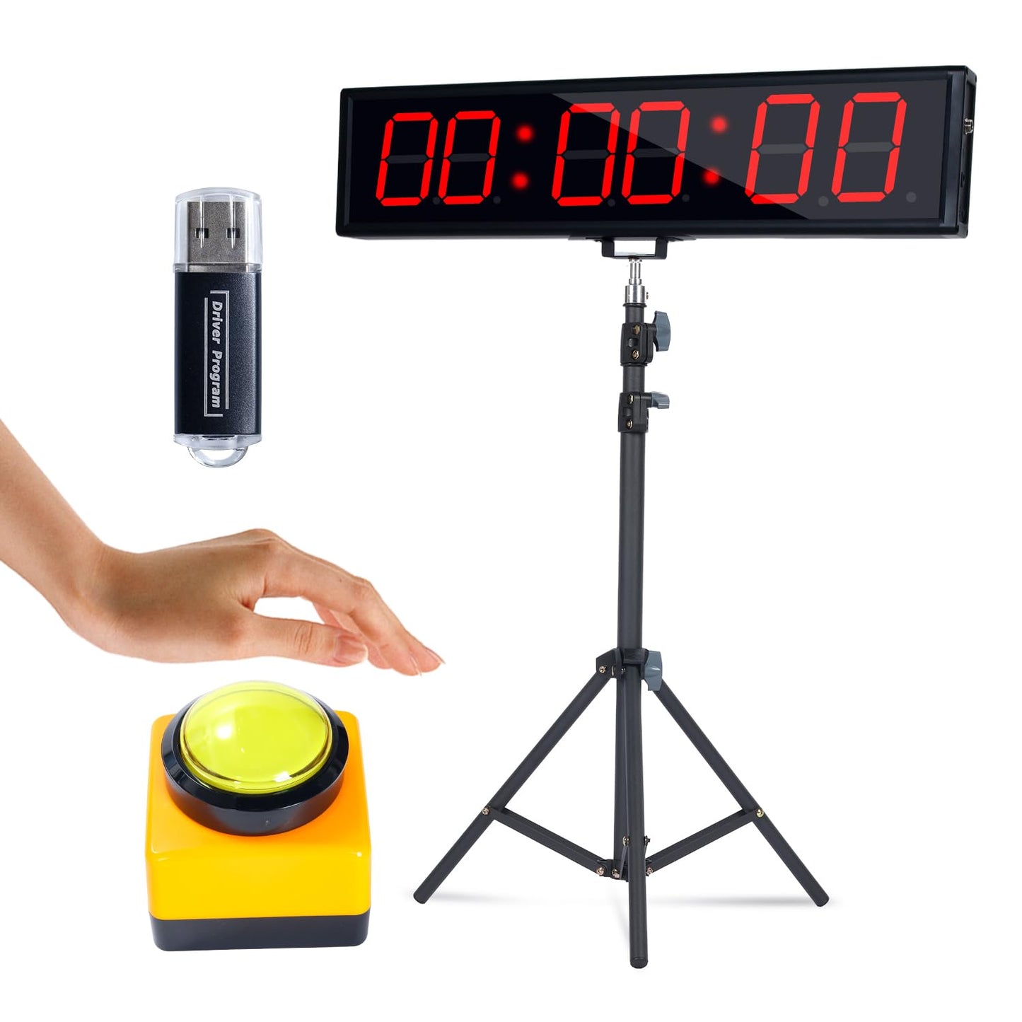 BS-MIAOBO Independent Button Type 1.5-inch Fitness Room Rest Timer, Suitable for Gym Exercise/School/Home Exercise/Boxing Gym/Indoor Rock Climbing (4.2-inch Data PC Transmission Mode)