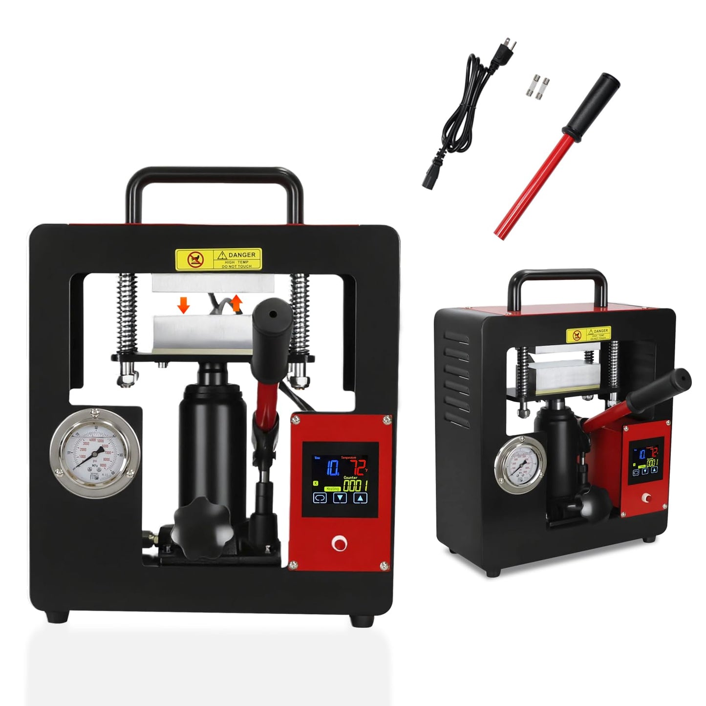 10 Ton Hydraulic Heat Press Machine,2.3 x 4.7 Inch Dual Heating Plate,Fast Heating Jack Heat Press w/LCD Time Temp Controller, Multifunction Heat Press for Printing Textiles Pressing Oil
