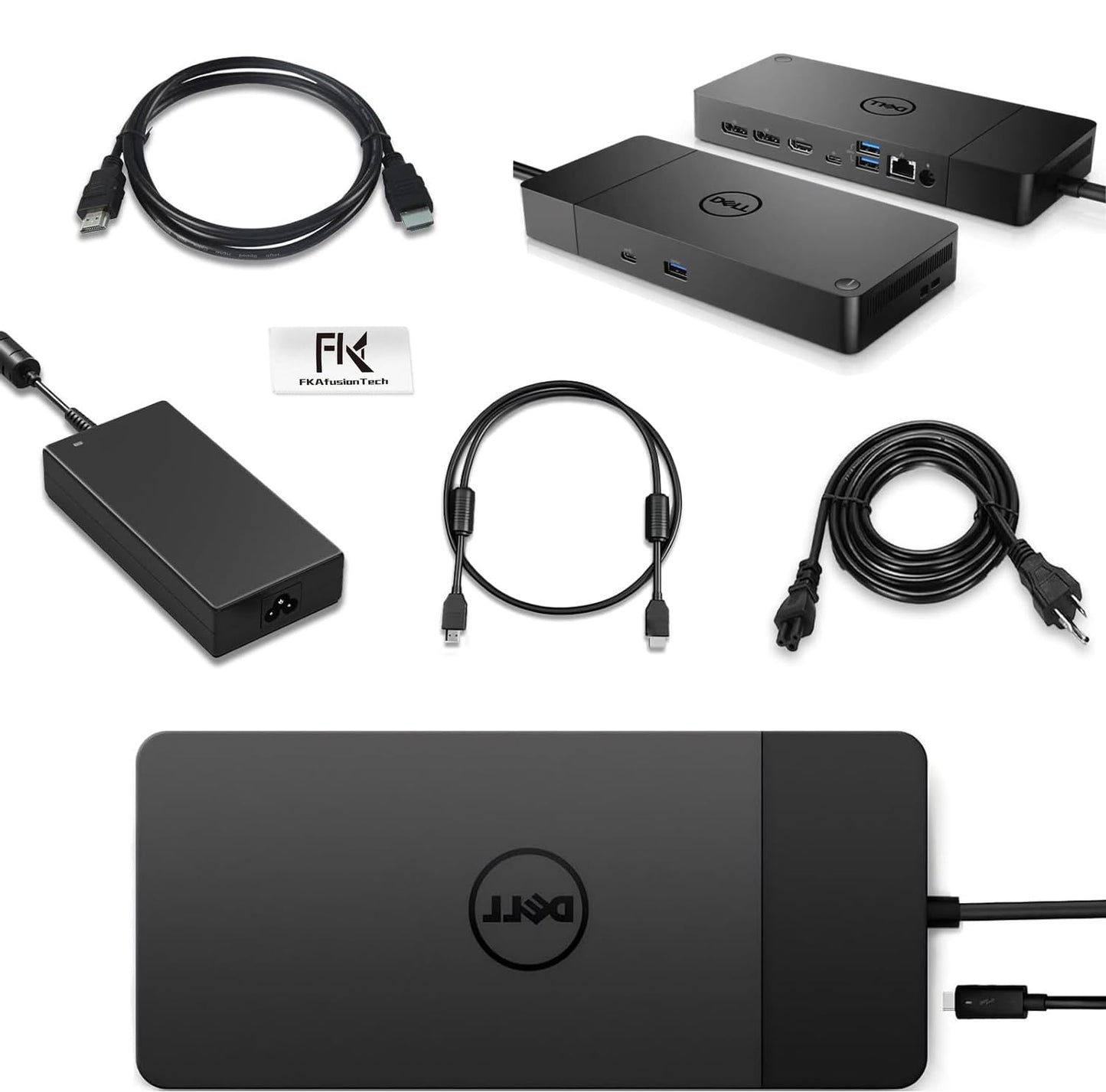 WD19S Dell Docking Station, Performance Dock WD19S, 180W Power Adapter + 130W Power Delivery, Support Dual/Triple Monitor & 4K Displays, with Fkafusion Tech HDMI and DP Cable, New - 3 Year Warranty