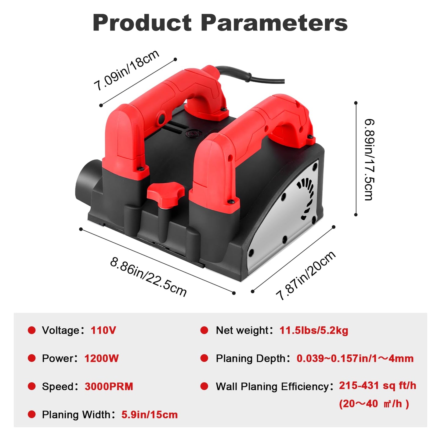 YJINGRUI 110V Electric Wall Planer Handheld Power Wall Scraper Wall Shovel Machine for Wallpaper Paint Putty, 90° No dead Angle