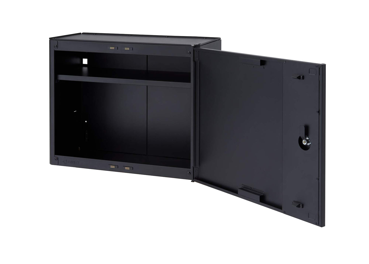 Trinity 24 Inch Garage Wall Storage Cabinet, 22 Gauge Steel, Wall-Mount, Adjustable Shelf and Reversible Door for Tools, Cleaning Supplies, and More, Black