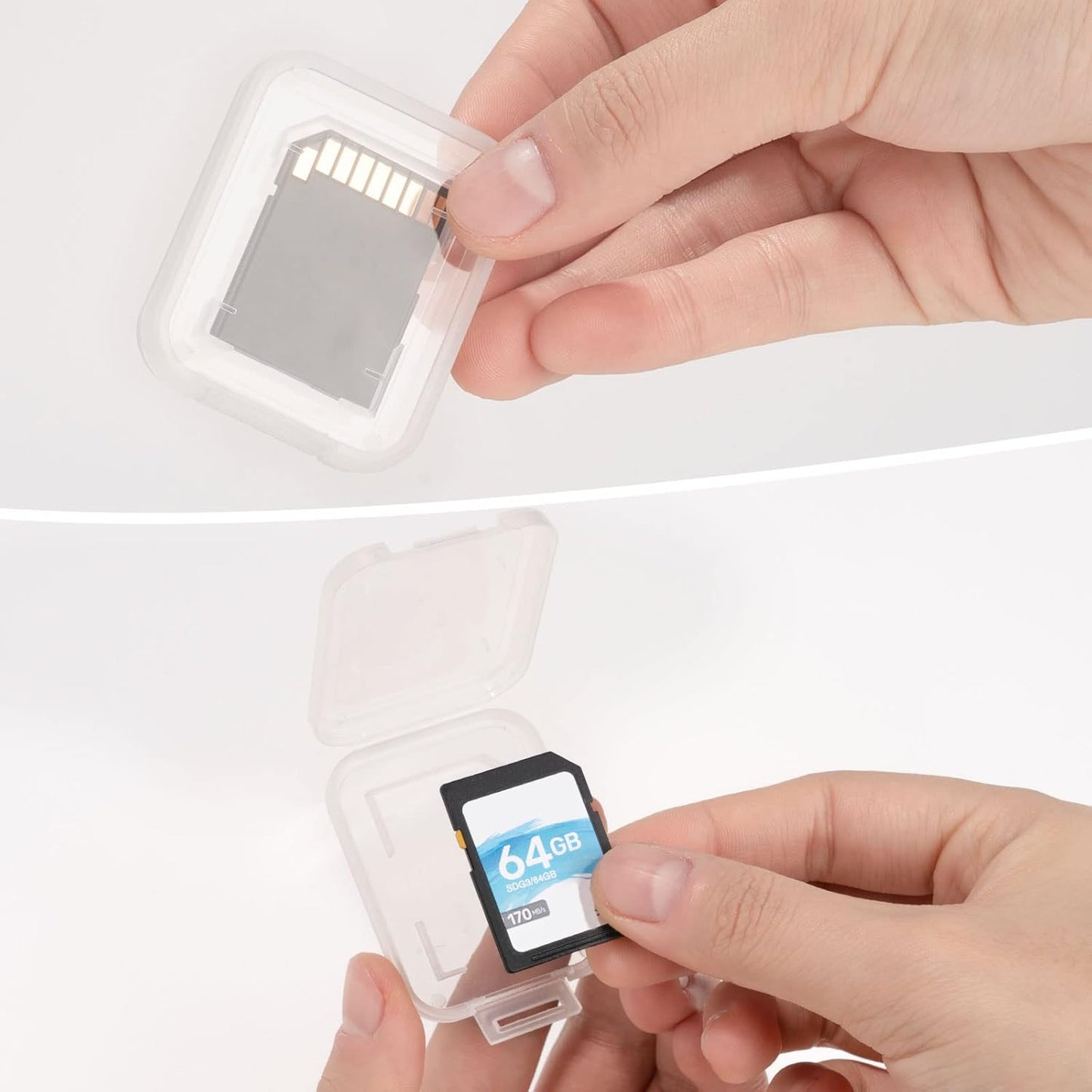 UTENEW (Pack 10) Transparent Standard SD SDHC Memory Card Case Holder Box Storage Boxes