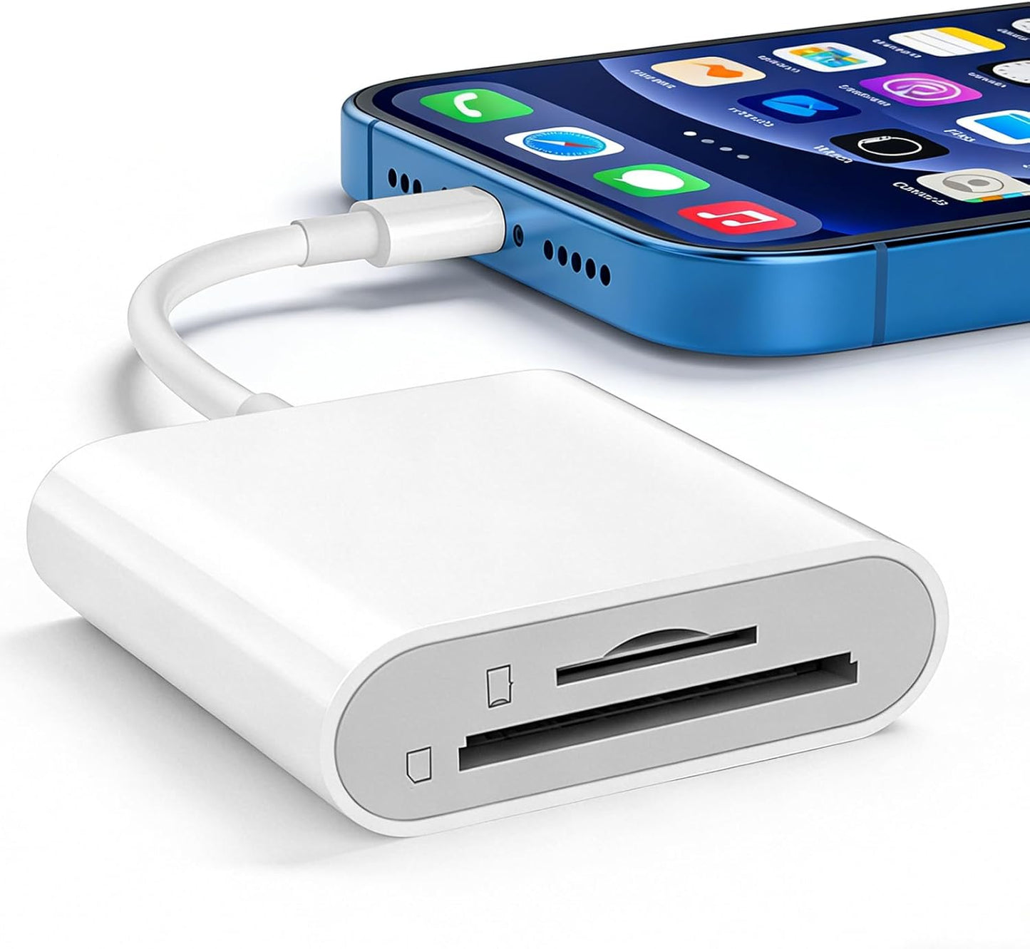 wtyixs iPhone14/13/12/11/XS/XR/X/8/7/Plus/Pro SD Card Reader for iPhone, Memory Card Reader for iPad with Dual Slot