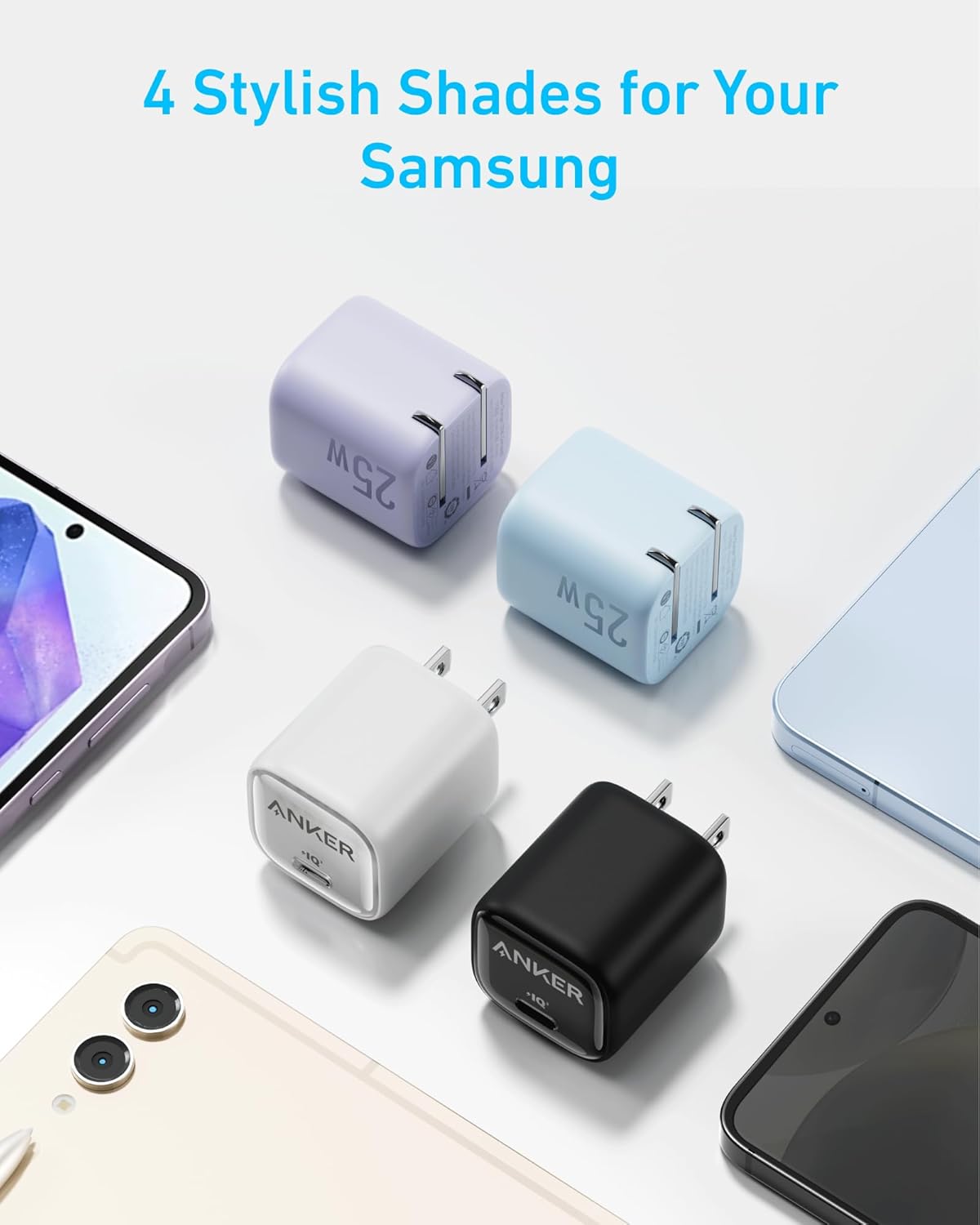 Anker 25W S24/Z 17/16 USB C Charger Block, Compact and Foldable, Supports PPS Fast Charging for Galaxy Fold/Z Flip/Tab
