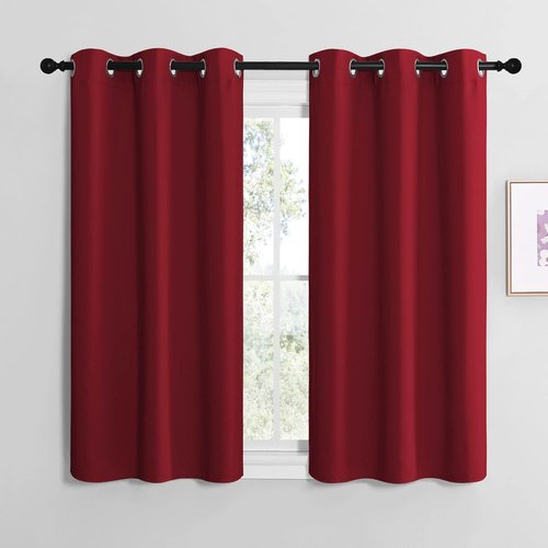 NICETOWN Blackout Curtains - Thermal Insulated Grommet Drapes for Small Kitchen Window | 42x50 Inches, Burgundy Red