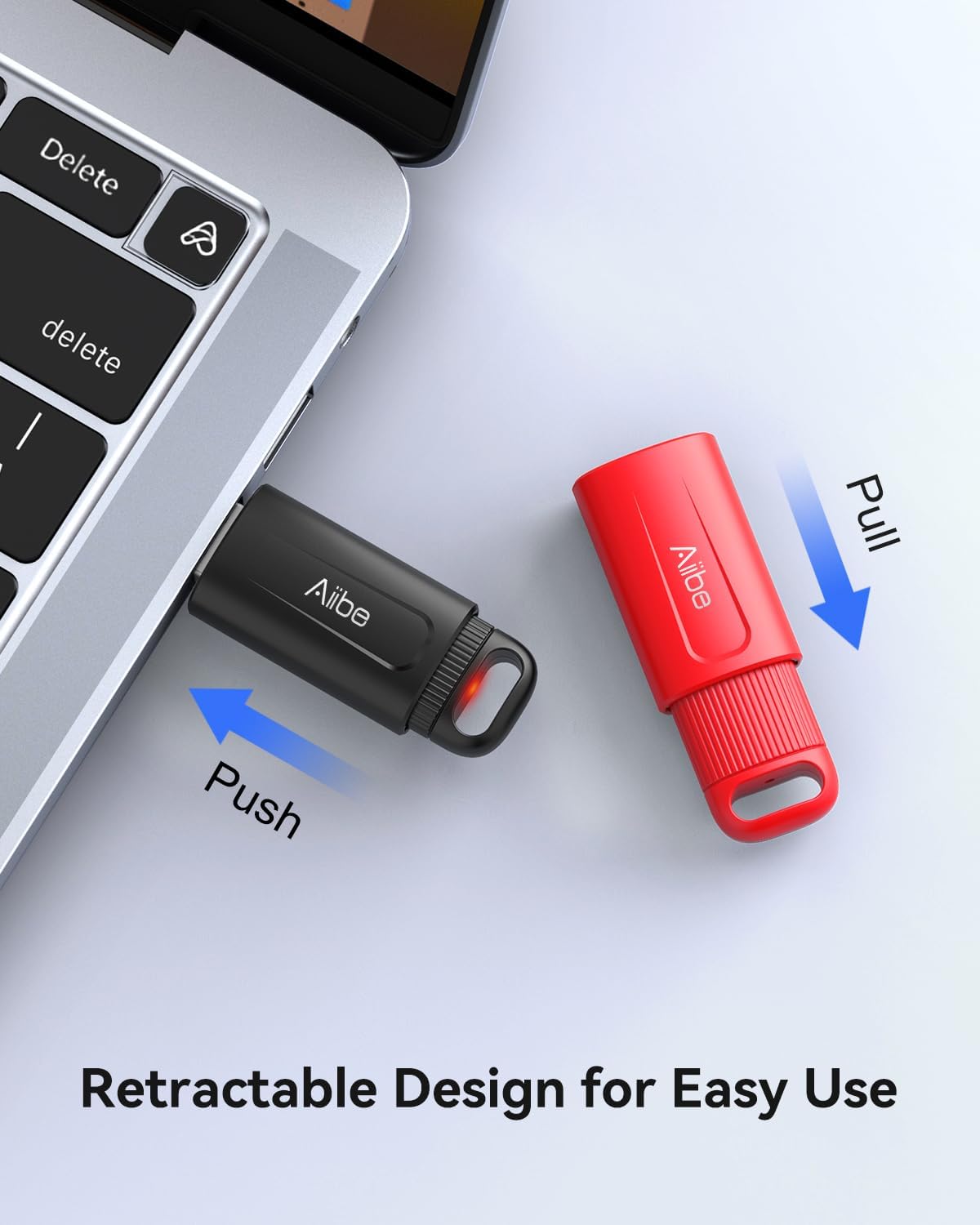 Aiibe 128GB 2 Pack 128GB 2.0 USB Flash Drive - USB Stick Thumb Drive USB Memory Stick with Keychain (Black and Red)