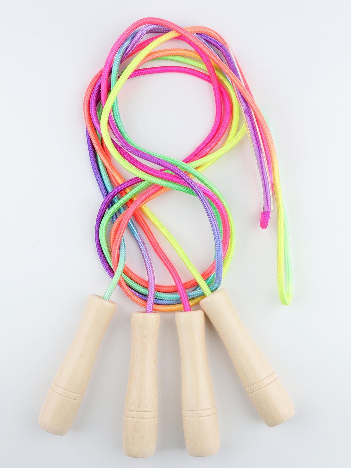 Lorvain Jump Rope for Fitness, 2 Pcs Jump Rope for Adults, Skipping Rope with Wooden Handle, Cotton Braided Outdoor Fun Activity Jumping Rope for Exercise Fitness, Crossfit, Gym, Training