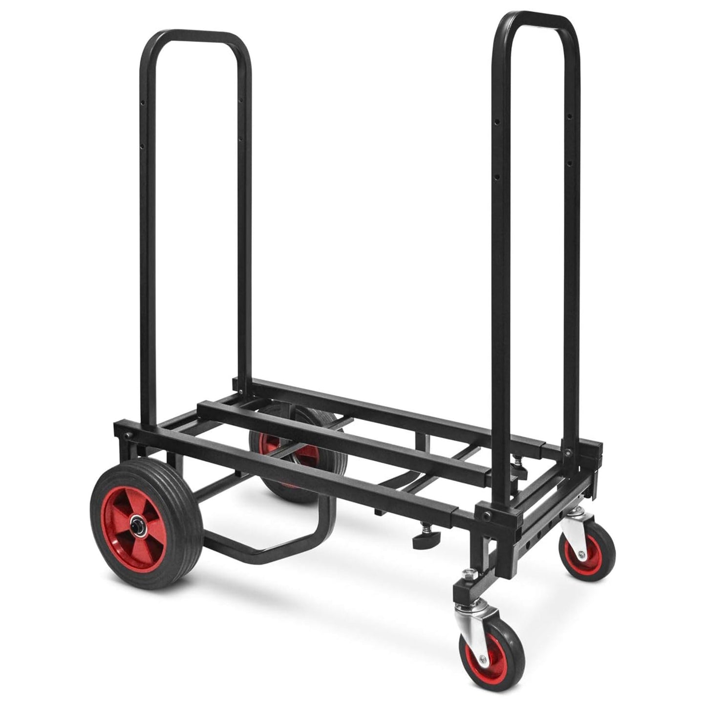 Pyle Compact Folding Adjustable Equipment Dolly - Heavy Duty 8-in-1 Convertible Cart Hand Truck/Dolly/Platform Cart with R-Trac Wheels - Expandable Up to 27.52'' to 44.25'' - 300 LBS MAX LOAD CAPACITY