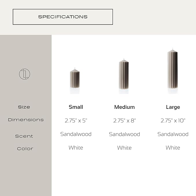 LAWA Ribbed Peak Pillar Candle - Large Beautiful Handmade Pillar Scented Soy Wax Candle Elegant Bubble Aesthetic Candle Housewarming Gift Home Room Shelf Decor Idea White (Medium, White)