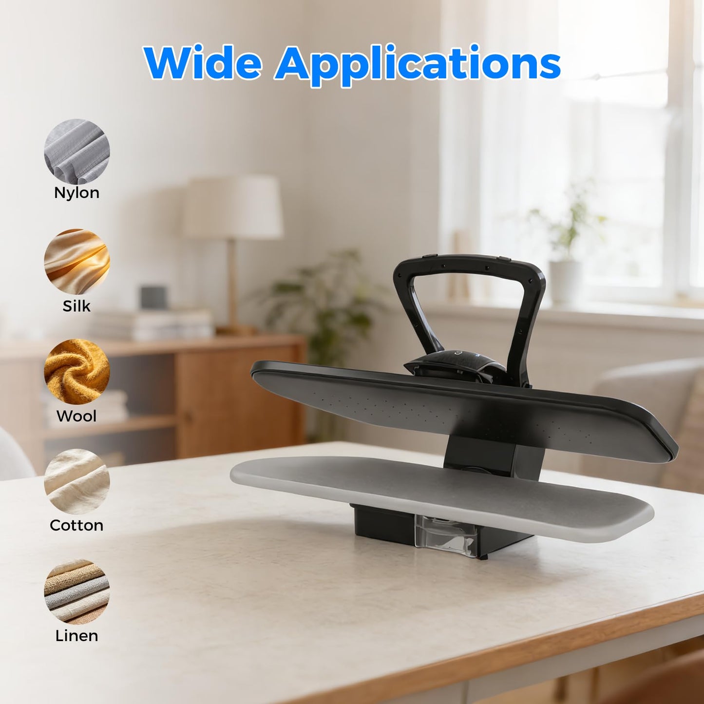 Bepritm 1600W Steam Iron Press for Clothes, 36" Intelligent Steam Press Professional Iron Press Machine w/5 Fabric Modes & Digital Touch Screen, Shirt Press Machine for Clothes, Sheets (36Inch Black)