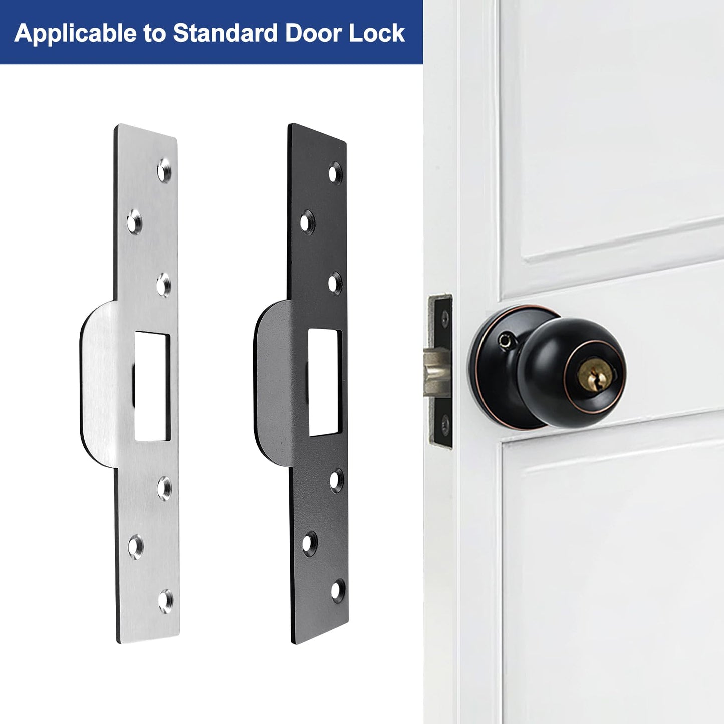 MOSECYOU Extra Long Door Strike Plate 7", Heavy Duty Version, Oversized Striker to Repair Damaged Worn Frame/Slot/Jamb, Large Hole to Fix Latch Sticking, Security Reinforcement Plate