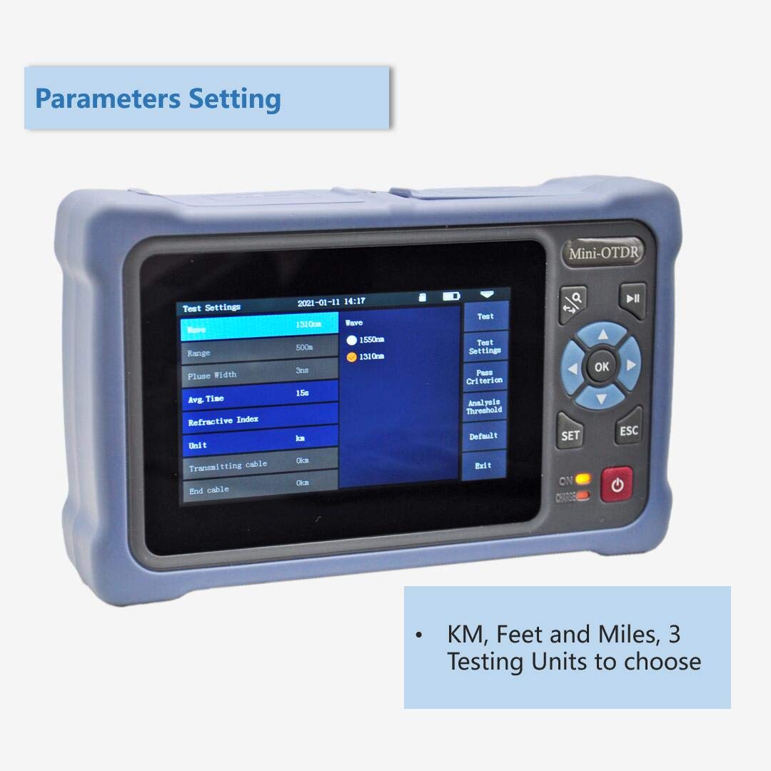 QIIRUN Portable OTDR Fiber Optic Tester 1310/1550nm 26/24dB - Easy-to-Use Optical Time Domain Reflectometer, 4.3" Touchscreen Handheld Fiber Tester with VFL OPM OLS, Complete Kit for Field Testing