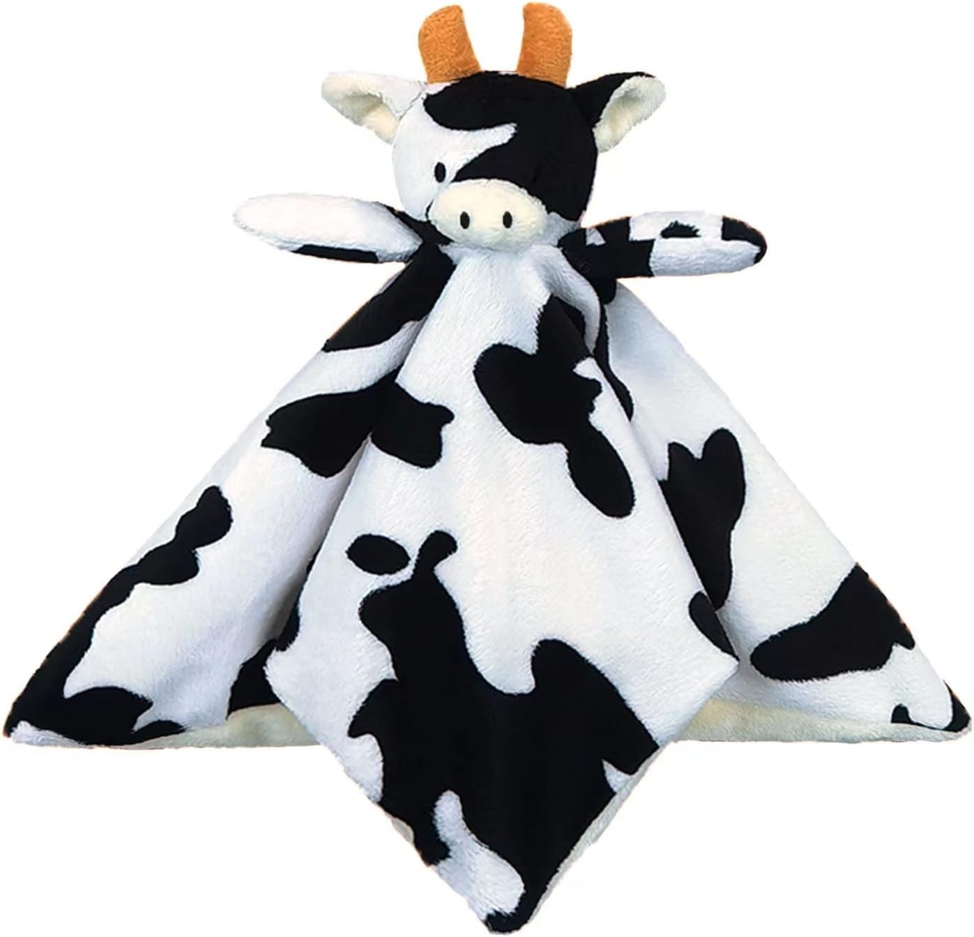 Skiennix Baby Cow Stuffed Animal Security Blanket - Plush Lovey for Newborns & Toddlers, 13 Inches, Orange Horns