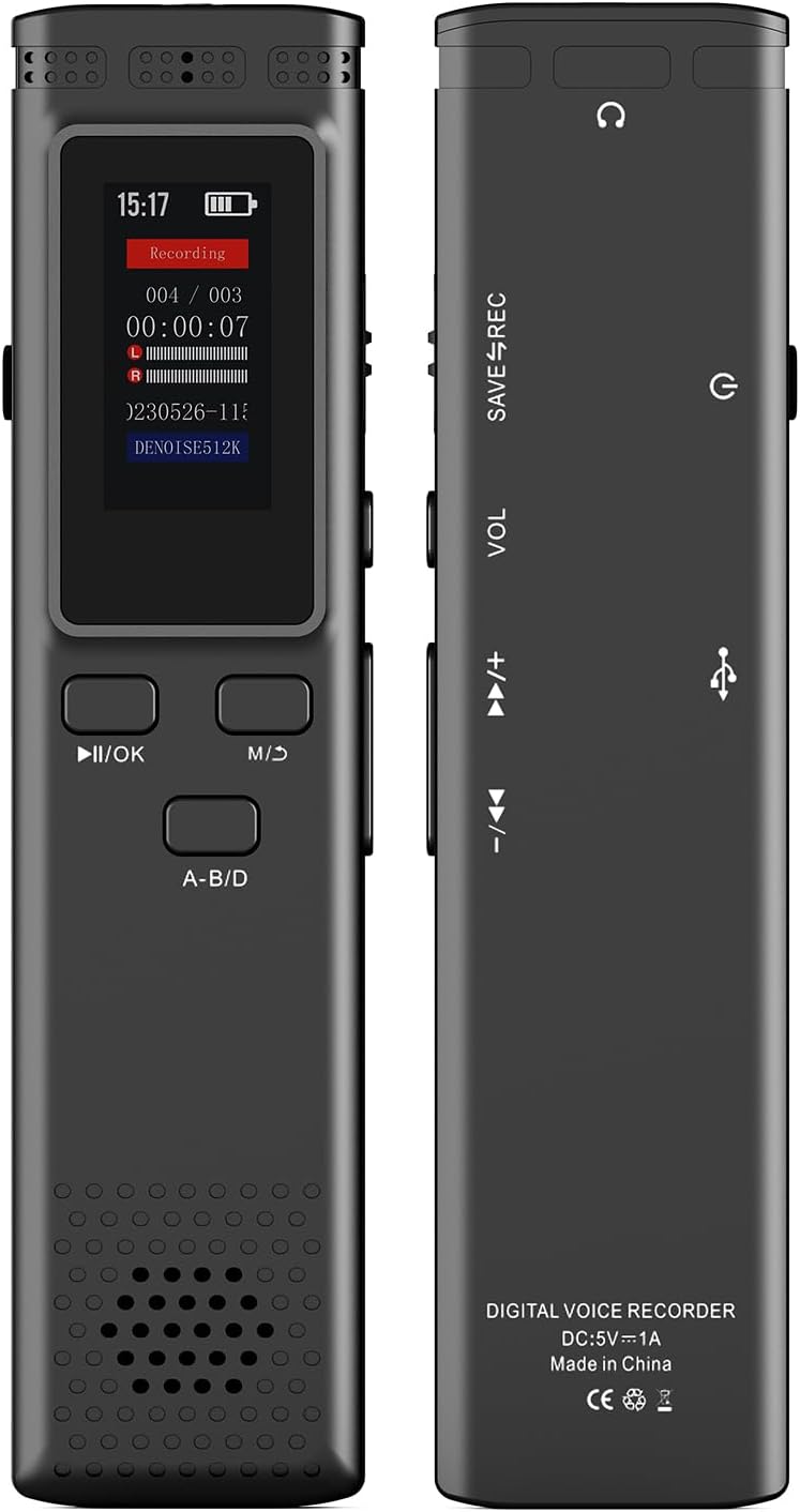 Haoyull 8/32/64GB MP3 Portable Digital Voice Recorders with Noise Reduction, USB Charging, Playback for Lectures