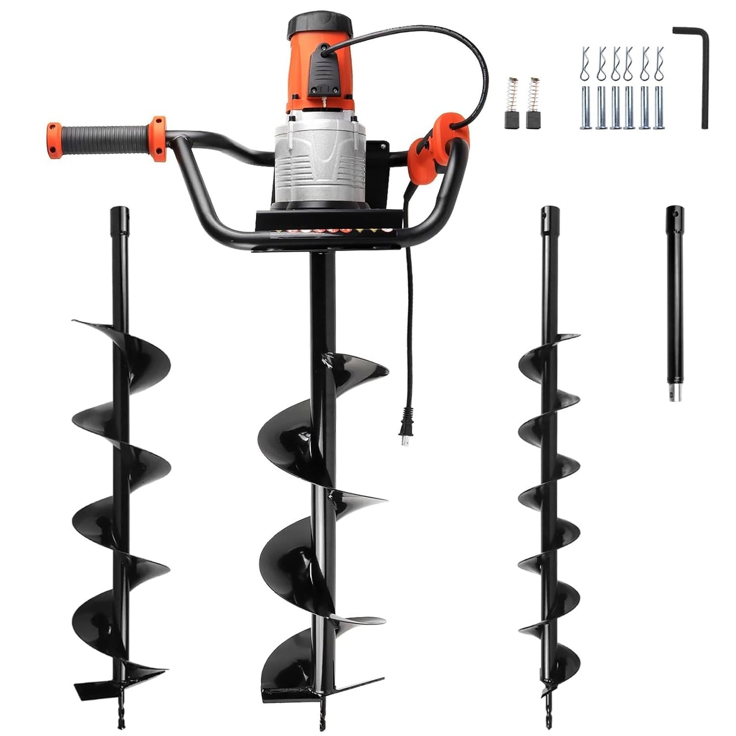 NEO-TEC 1700W Electric Earth Auger, Post Hole Digger with 4"/6"/8" Drill Bits & Extension Rod, High-Torque Power Drill for Planting, Fencing, Garden Lawn