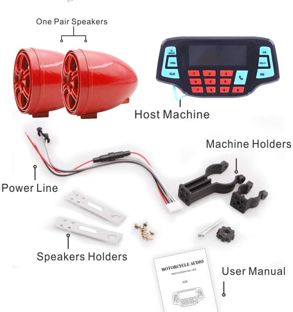 XYC 3" MP3 2.0, Motorcycle Weatherproof Bluetooth Wireless Speaker Music Player Sound Audio Stereo Amplifier System ATV