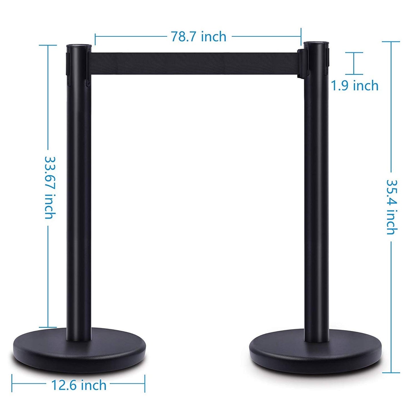 DuraSteel Retractable Belt Stanchion Posts 6-Pack - 6.5ft Crowd Control Barriers - Metal Line Dividers for Restaurants, Banks, Airports, Events - Indoor/Outdoor Queue Rope Barriers
