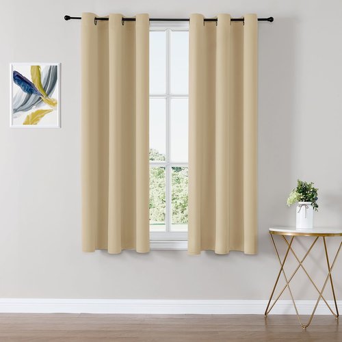 ChrisDowa Blackout Curtains - Thermal Insulated Grommet Room Darkening Panels, Biscotti Beige, 42 x 48 Inch