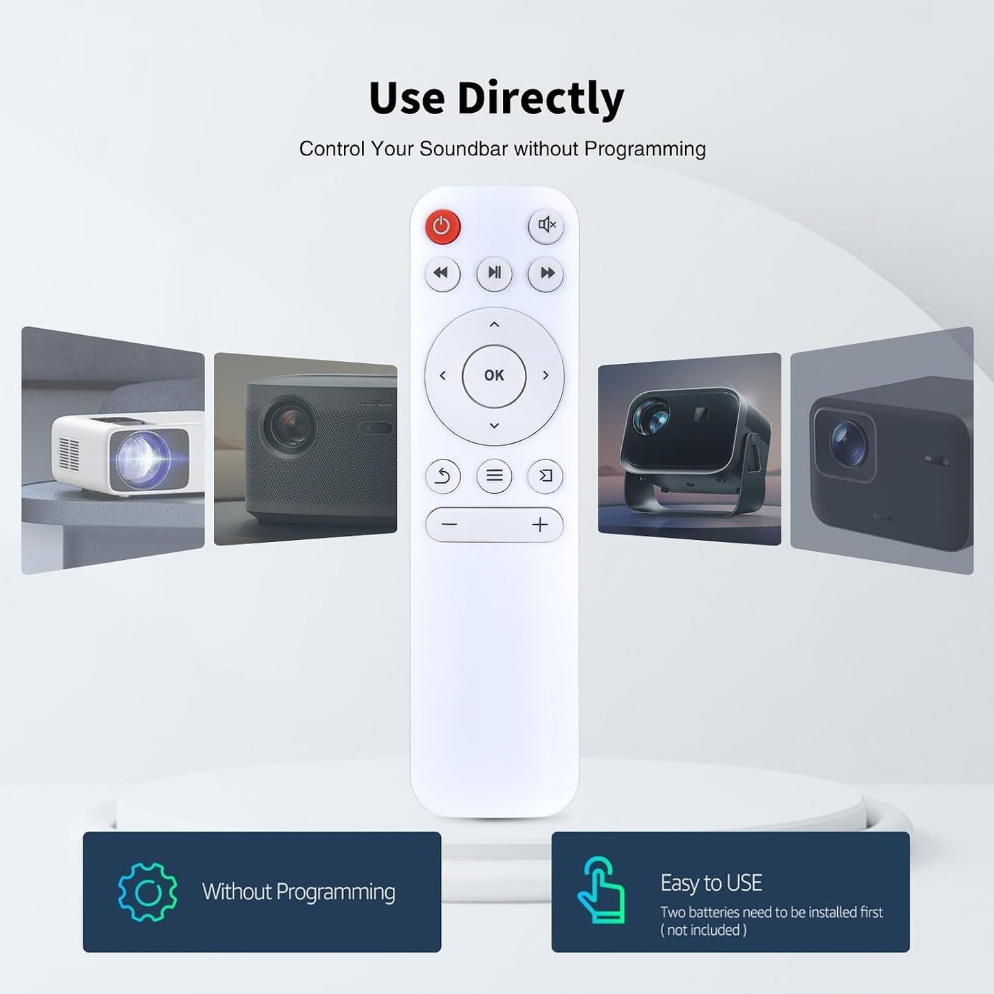 Snrigw YG300 YG210 Replacement Remote Control for ZDK Wielio Meer ARTSEA Home Entertainment Mini Projectors(White)