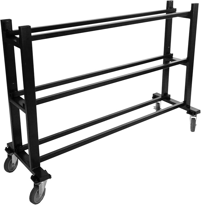 Champion Sports Deluxe Heavy Duty Basketball Storage Cart with Locking Swivel Caster Wheels (Black)