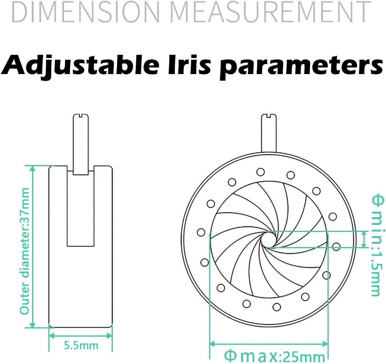 FotoAene Microscope(SK25) Microscope Adjustable Iris Aperture Diaphragm Aperture Adjustable Lens Optical Diaphragm