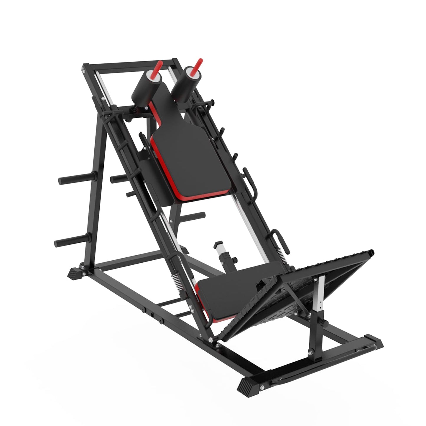 Leg Press Hack Squat Machine Combo, Professional Adjustable Leg Exercise Machine with Linear Bearing, Hack Squat Leg Press Machine with Weight Storage Posts for Full Lower Body Workout, 1500LBS