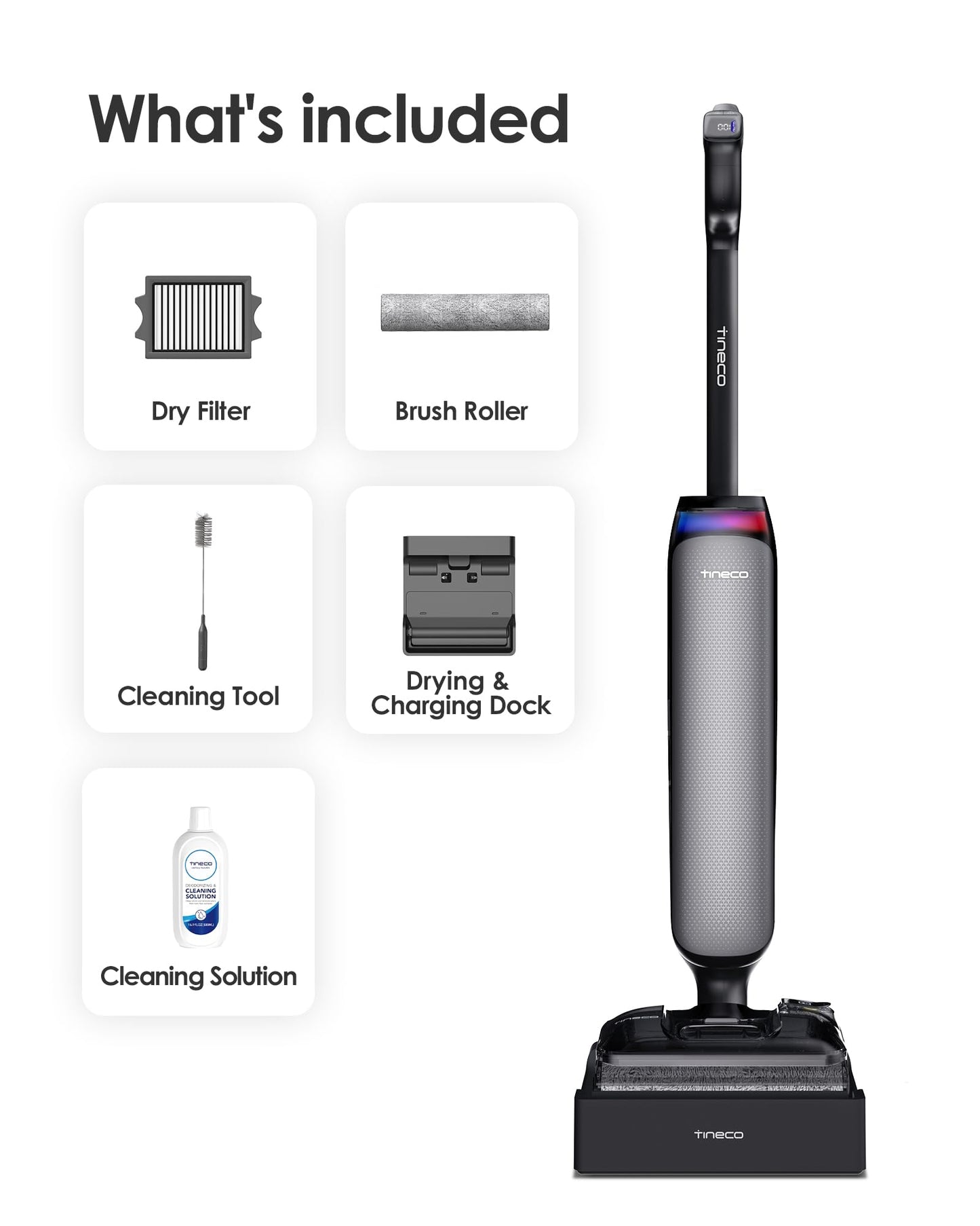 Tineco Wet Dry Vacuum Cleaner 22kPa Suction Floor Cleaner Mop, 50 Min Runtime, iLoop Smart Sensor, DualBlock Anti-Tangle Design, 185℉ Flashdry, Dual-Edge Cleaning, 180° Lay-Flat, Floor One S7 Artist