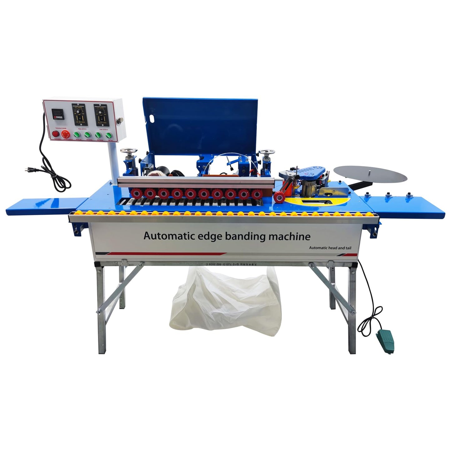 WYDDDARY Automatic Edge Bander Banding Machine Woodworking Curve Straight Edge Bander Double-sided Gluing Trimming Machine Trim Neatly Head and Tail Automatic Plate Feeding 110V
