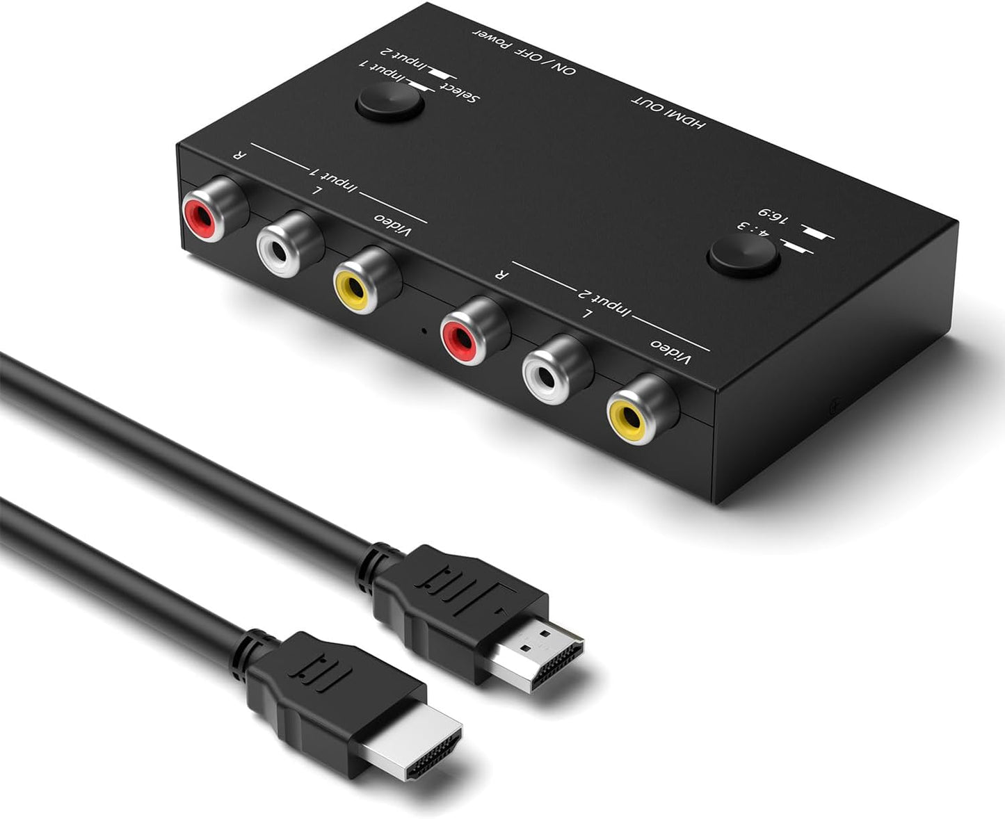 RuiPuo 2 16:9/4:3 WII/N64/PS1/PS2/PS3/VHS/VCR/DVD etc(2 1 Port RCA/AV to HDMI Converter Adapter Support for Players AV