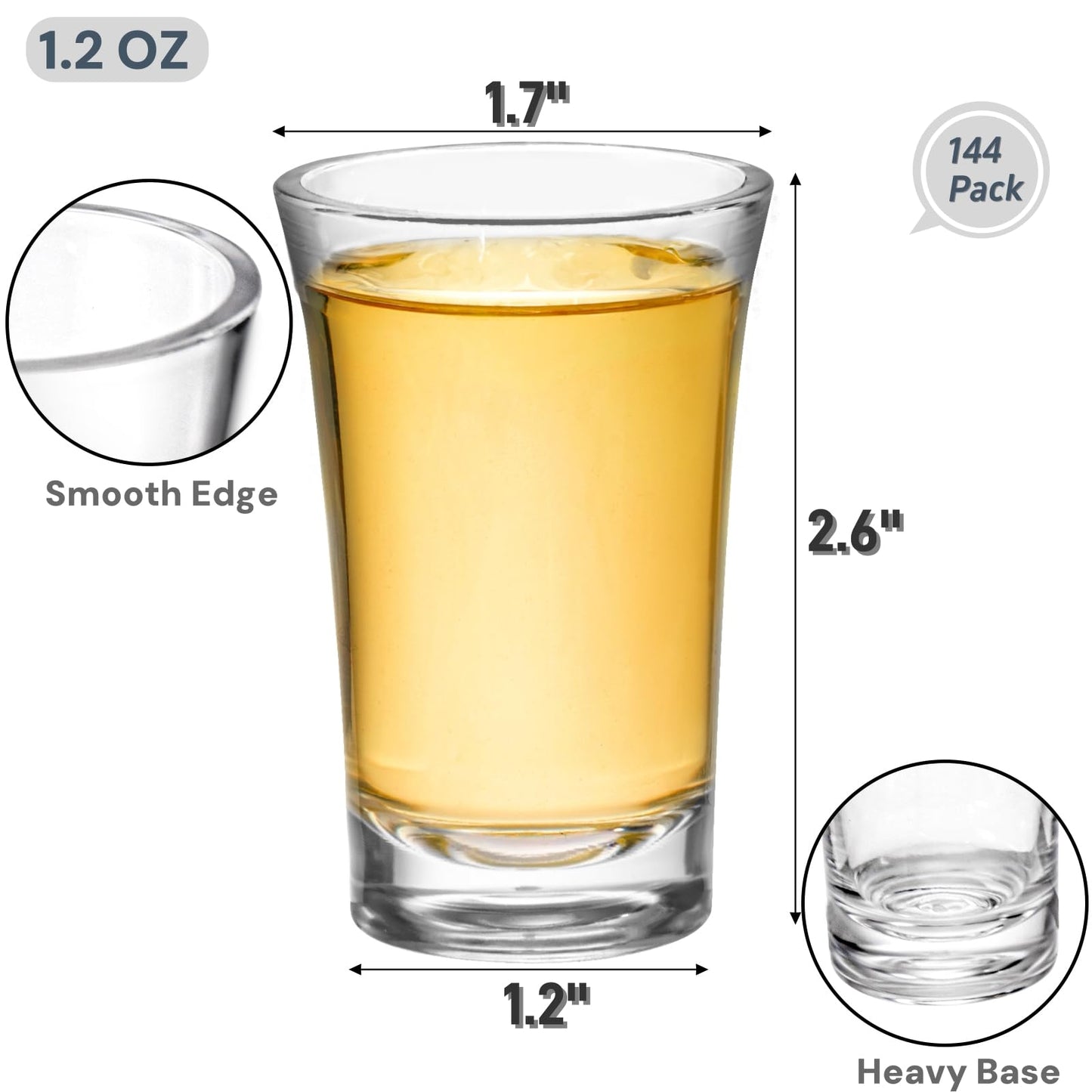 YIMITEE 144 Pack 1.2 OZ Acrylic Shot Glasses Set, Heavy Base Party Shot Glass Bulk, Clear Reusable Mini Cup, Small Kids Drinking Glassware for Whiskey, Liqueur, Jello, Cocktail, Vodka, Rum, Wine Bar