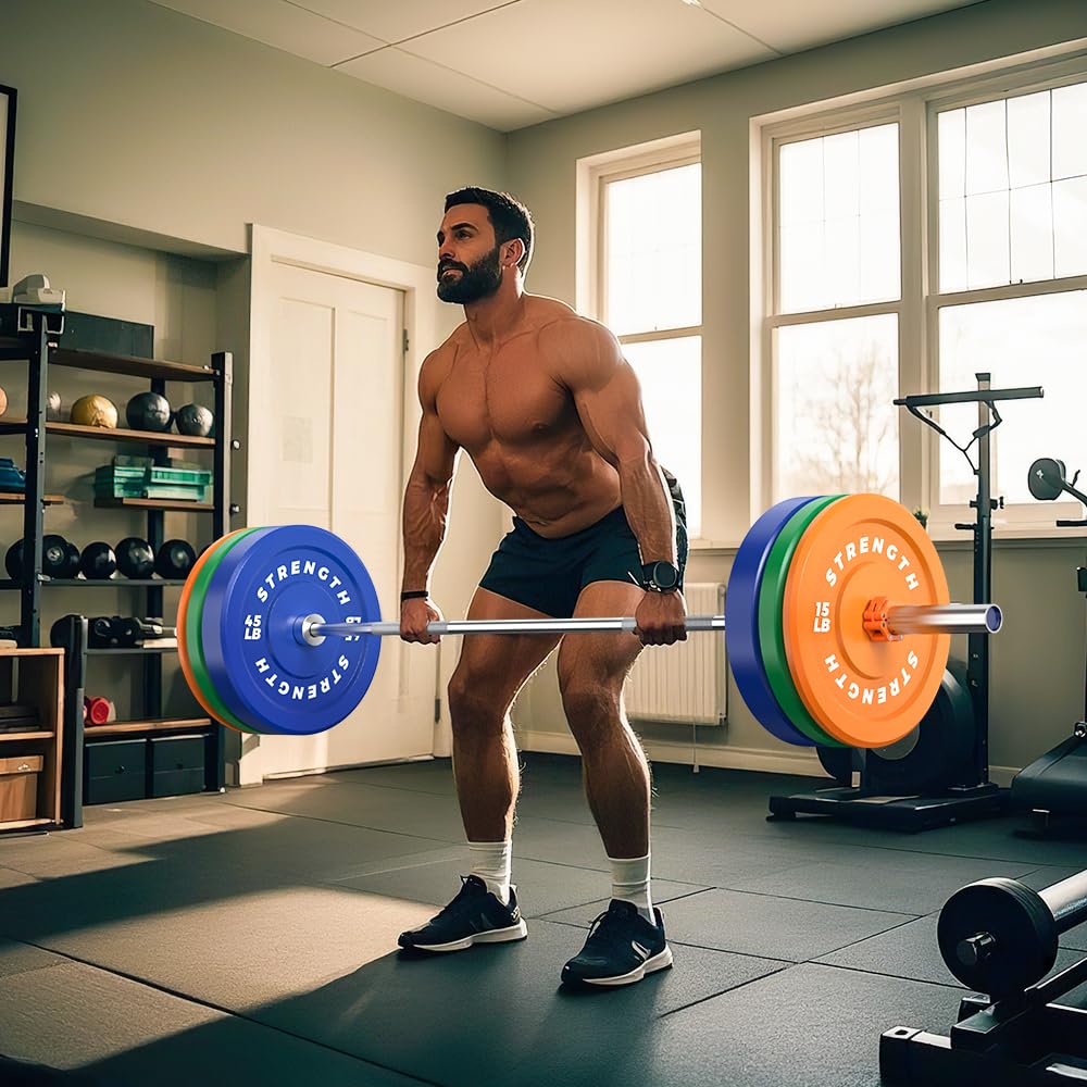 Rendpas Premium Color-Coded Rubber Bumper Plates Set - 2 Inch Noise Reducing Olympic Weight Plates for Cross Training (260LB)