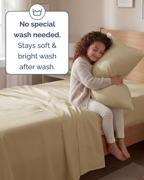 Comfy Twin Size 3 Piece Sheet Set by [Brand Name] - Breathable, Cooling & Ultra-Soft Bedding - Deep Pockets, Wrinkle-Free - Oeko-Tex Certified, Beige
