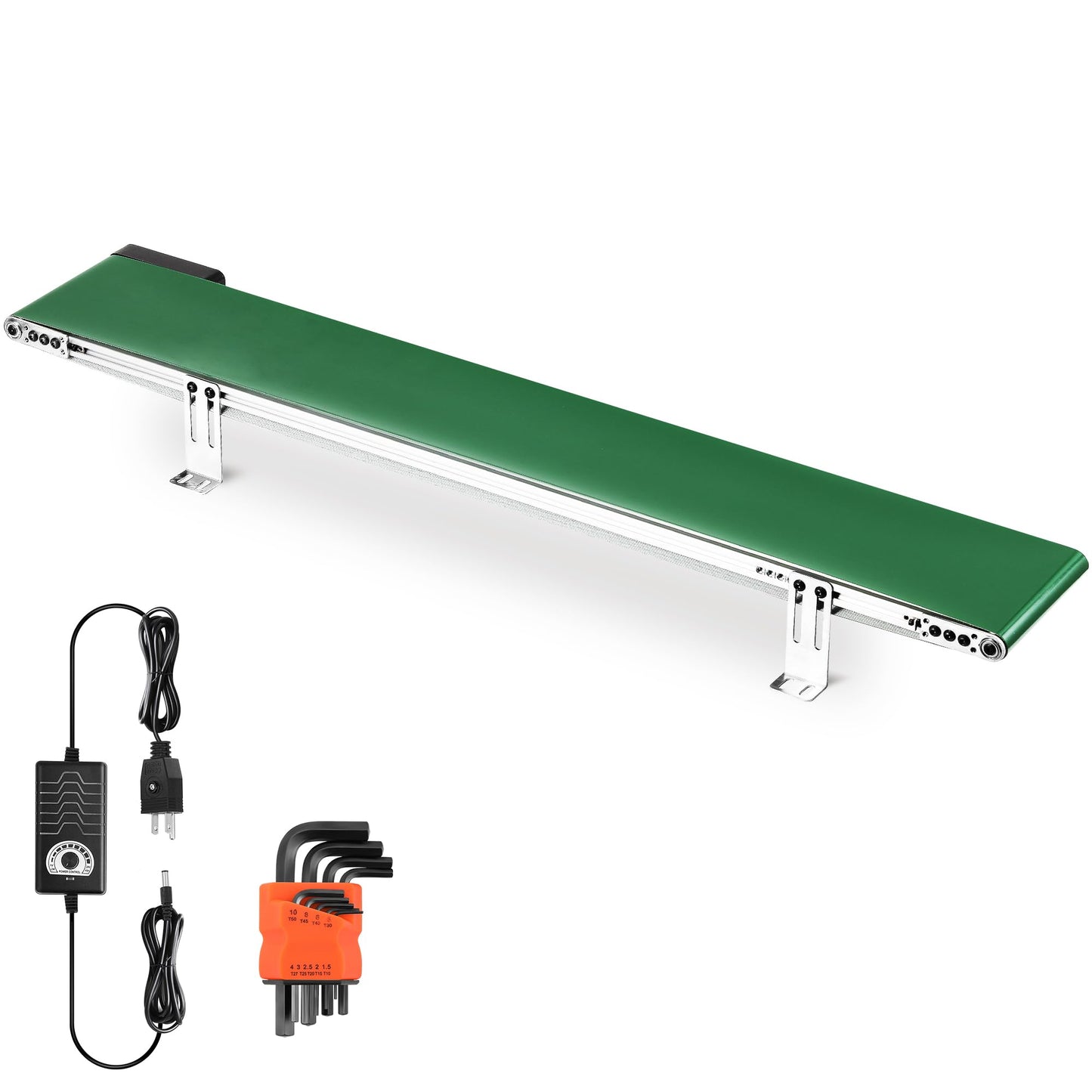 Moonshan Belt Conveyor 39 inch Conveyor Desktop Version Step-Less Speed Adjustment PVC Belt Conveyor for Packaging Factory, Production Line, Home